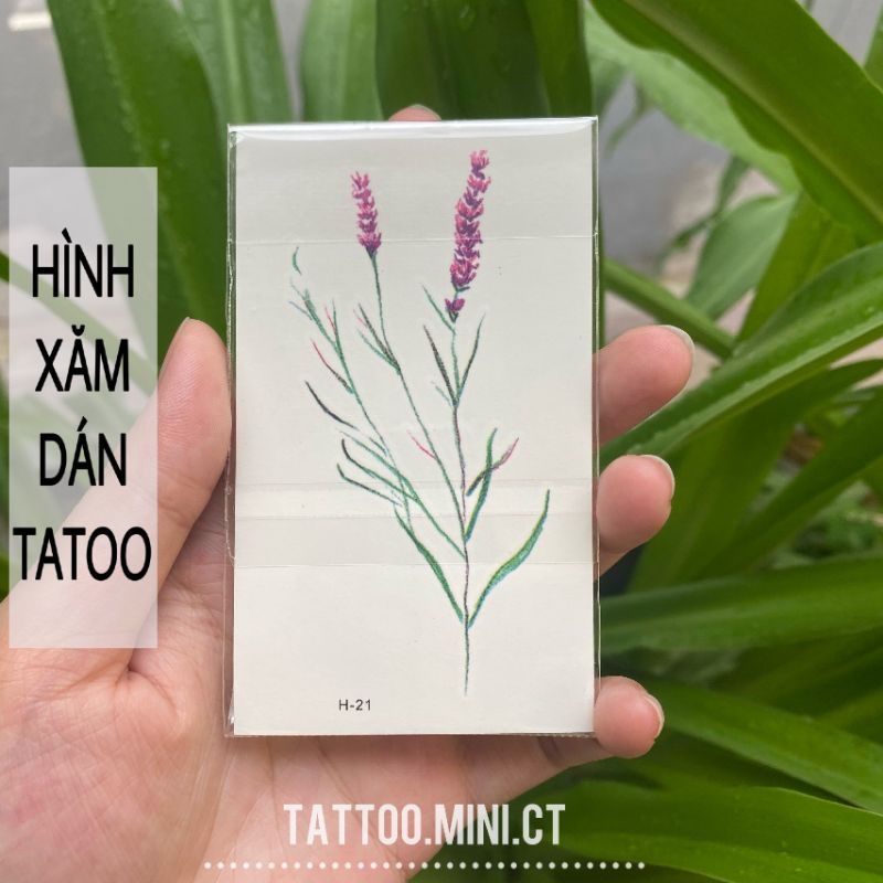 Hình xăm dán tatoo hoa diên vĩ lavender h21 yf293