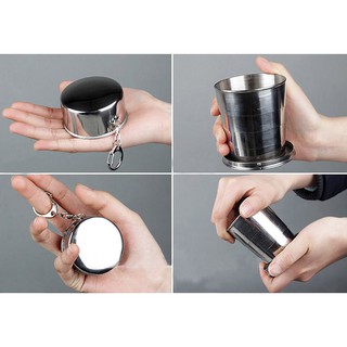 Cốc xếp inox cỡ đại dạng móc khóa, dung tích 250ml