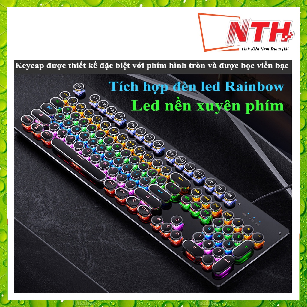 Bàn phím cơ YINDIAO ZK-4 NÚT TRÒN 104 phím cơ tiêu chuẩn (LED rainbow, Blue Switch)