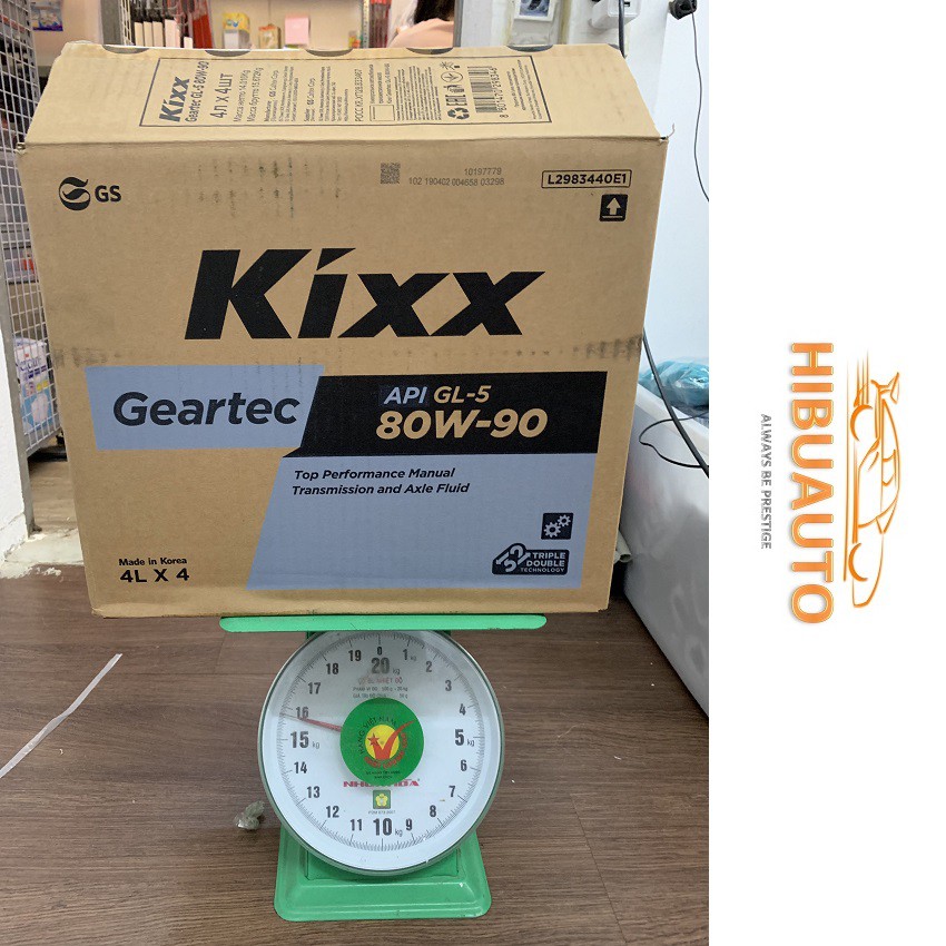 Thùng 4 Can Dầu cho hộp số và cầu xe, Hiệu năng tốt nhất Kixx GEARTEC GL-5 80W/90 4L (Can Nhựa Tiết Kiệm Hơn)