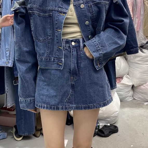 Chân Váy Jean Ngắn Chữ A LSEOUL CV0587 Trẻ Trung Năng Động