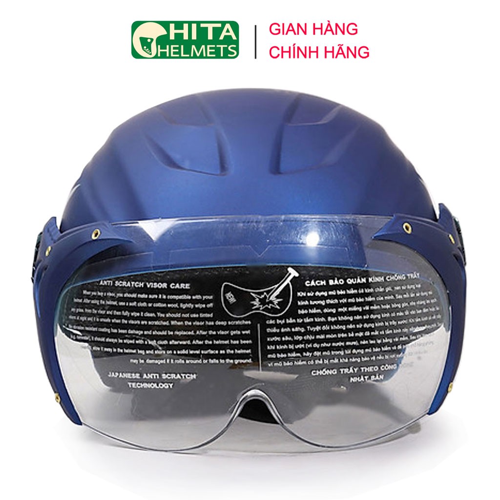 Nón bảo hiểm 1/2 đầu có kính CHITA HELMETS CT14N(K) sơn mờ cao cấp, gân mũ mạnh mẽ, cá tính