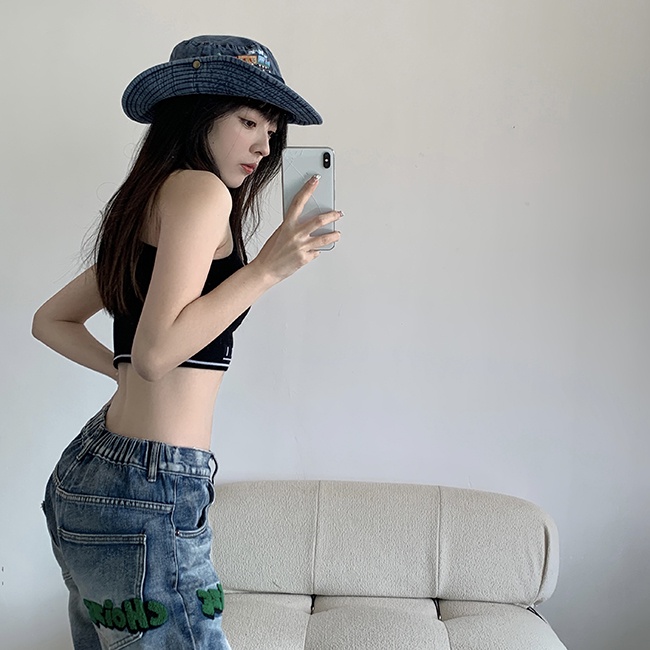 Nón Vành Họa Tiết Thêu Dễ Thương Phong Cách Cao Bồi Cho Nữ