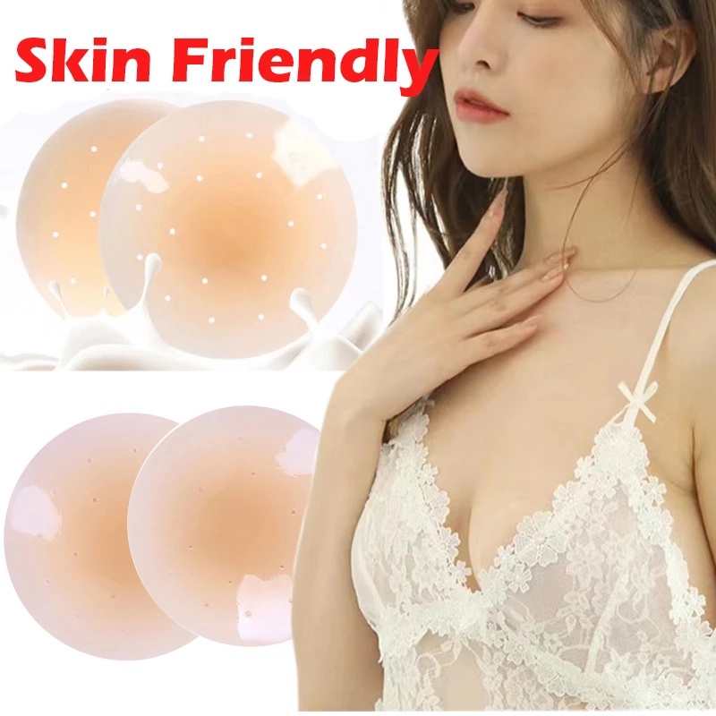 Miếng Dán Ngực Bằng Silicone Siêu Mỏng Hình Tròn Vô Hình Thoáng Khí Chống Thấm Nước Có Thể Tái Sử Dụng Cho Nữ
