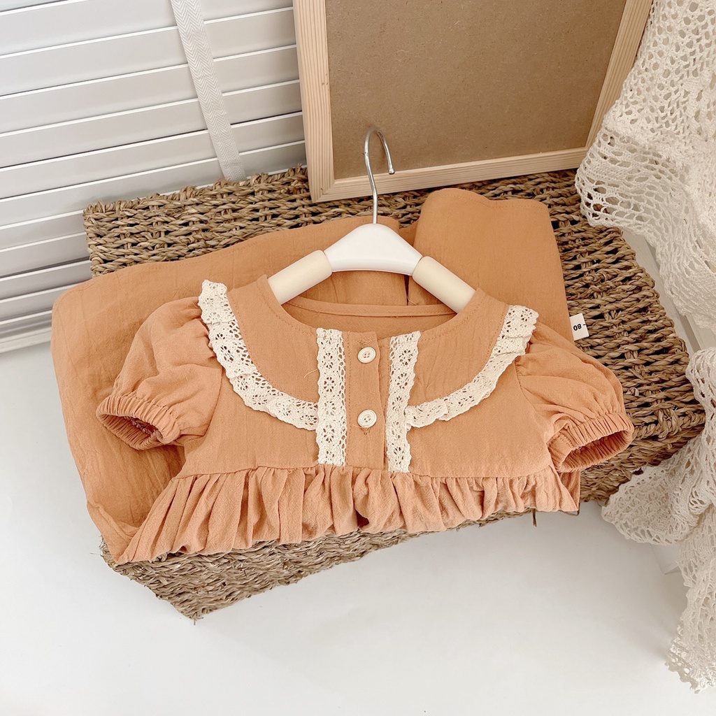 VÁY HÈ CỘC TAY VIỀN NGỰC REN CHO BÉ GÁI 1-6 TUỔI- CHẤT THÔ HÀN MỀM