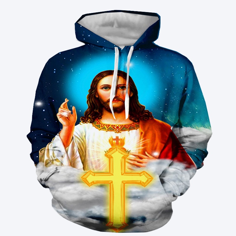 Áo Hoodie In Hình Chúa Jesus 3D Thời Trang Cho Nam