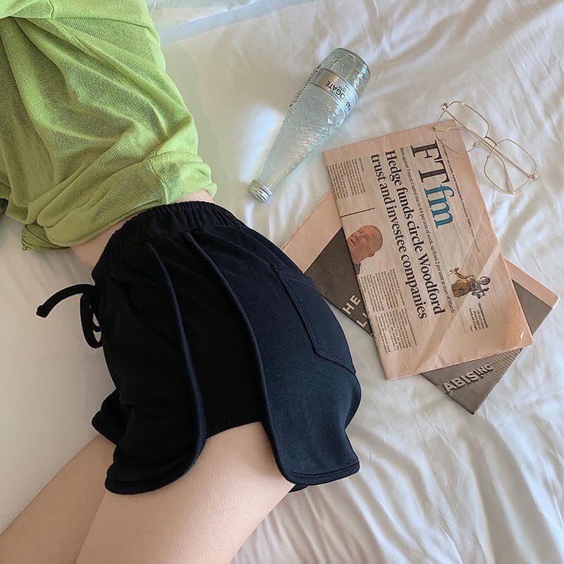 Quần Short Viền Crane 5 Màu PEONYB Nữ 🌸 Shorts đùi phối vạt thun da cá, sooc ngủ ống rộng mặc ở nhà Ulzzang 🌸