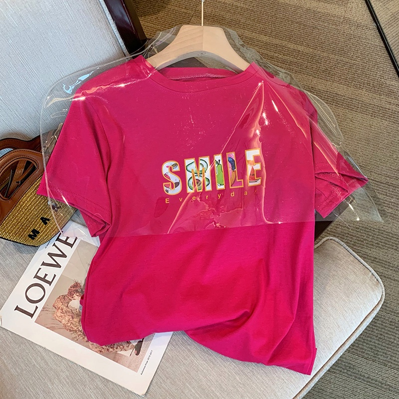 NRVP Áo thun cotton tay ngắn cổ tròn phong cách Hàn Quốc thời trang mùa hè dành cho nữ