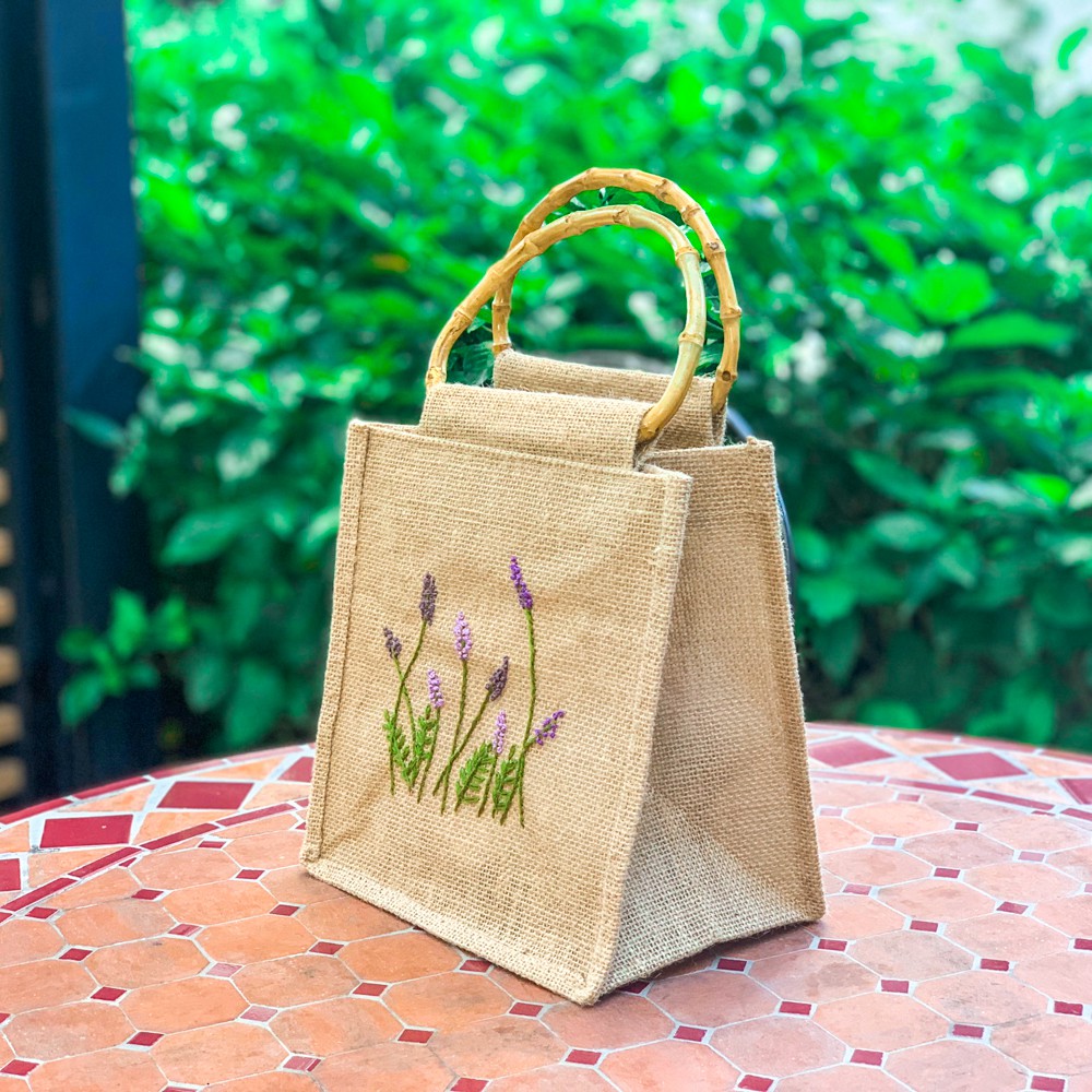 [Nhiều kiểu] Túi Đay Retro Quai Tre, Kiểu dáng Vintage, Kích thước 22 * ​23 * 15CM - Sản phẩm thân thiện với Môi trường