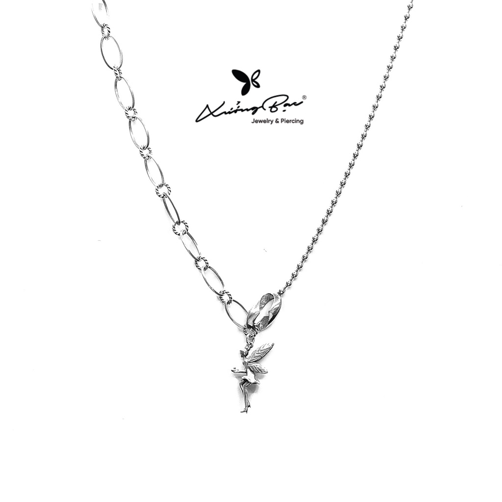 Dây chuyền nữ thiết kế hình tinkerbell Xưởng Bạc, vòng cổ xích bạc cá tính DC980