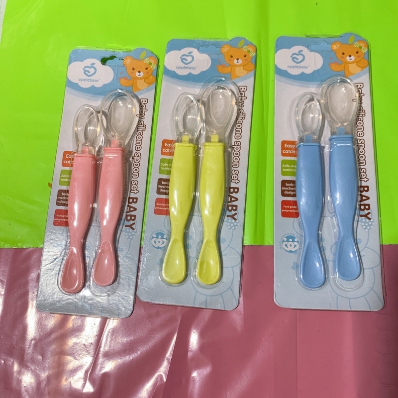 Bộ 2 thìa muỗng ăn dặm Silicon cao cấp