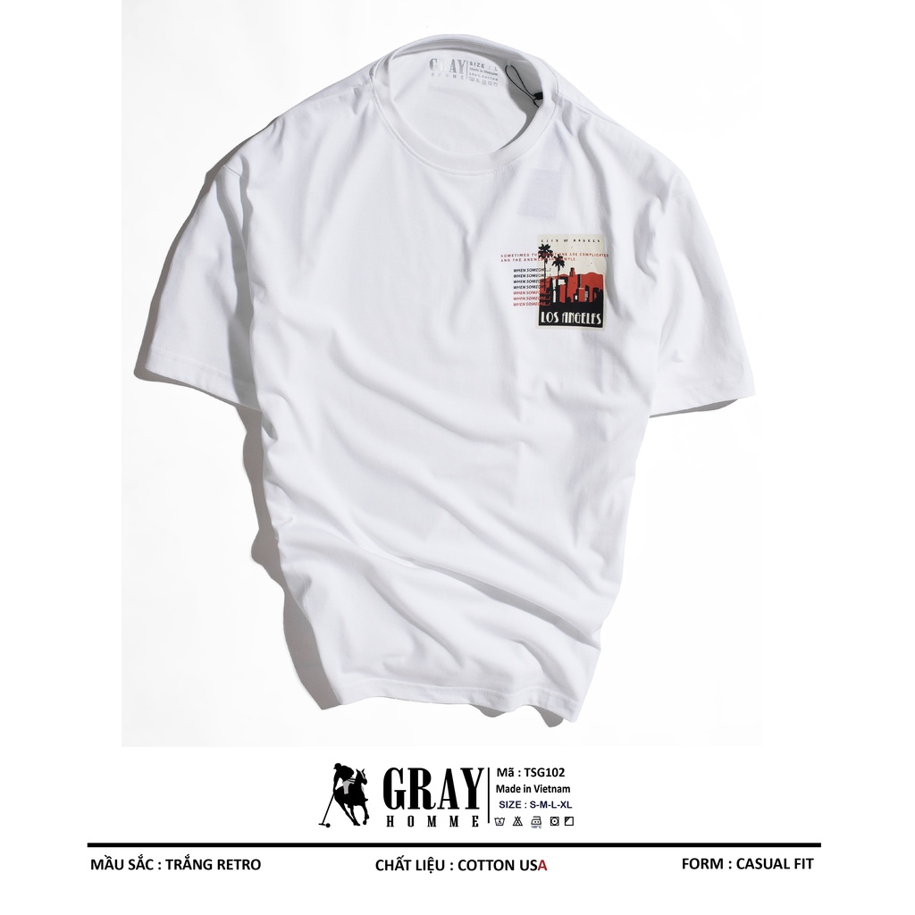 Áo thun nam cổ tròn vải Cotton xuất xịn,chuẩn form,trẻ trung, năng động - GRAYHOMME TSG102