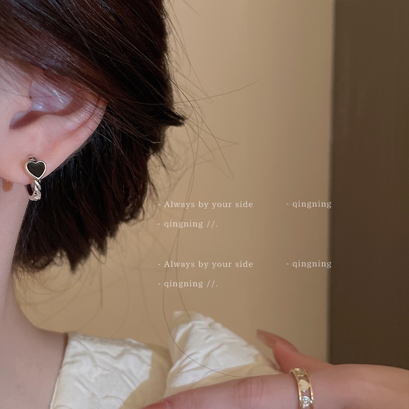 Khuyên tai DREJEW 1 hình trái tim phong cách hip hop thời trang Hàn Quốc đơn giản cá tính