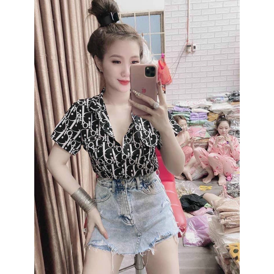 Áo sơ mi chữ tay ngắn hình thật | BigBuy360 - bigbuy360.vn