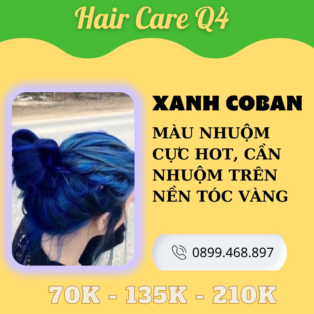 Thuốc nhuộm tóc màu xanh dương sáng , xanh blue, XANH COBAN - Hair Care Q4