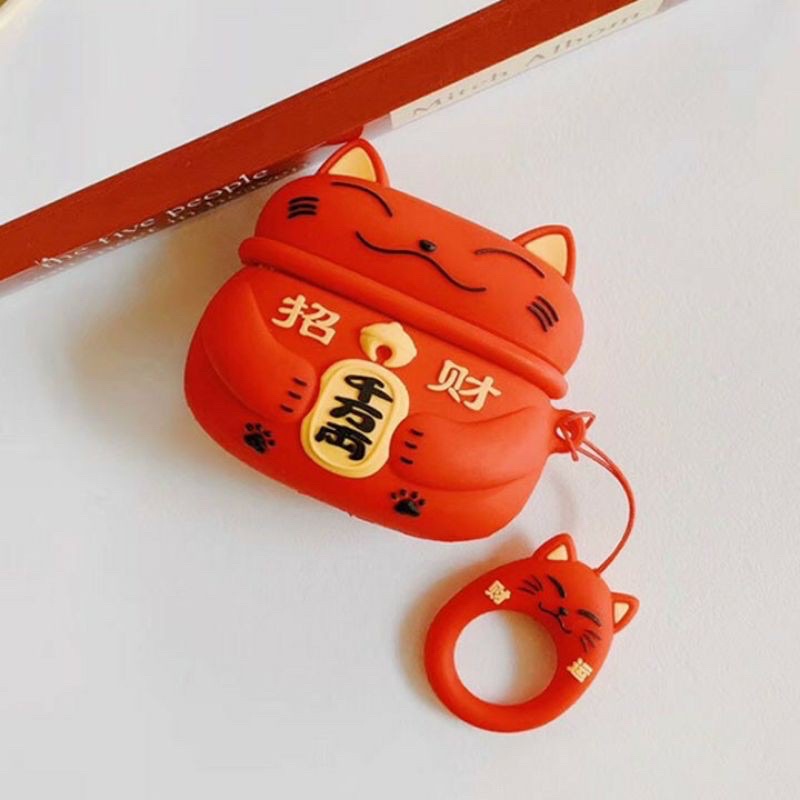 Ốp Bảo Vệ Tai Nghe Không Dây AP 2,3,Pro Mèo Thần Tài Cực Đẹp