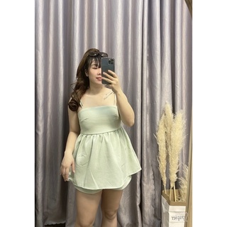 [Shop bigsize nữ 50kg đến 90kg] Set áo dây mix quần short