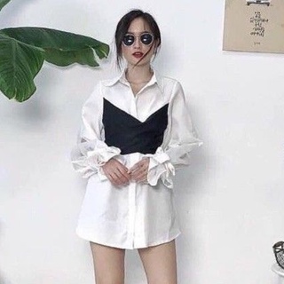 Áo sơ mi phối màu cột nơ tạo được nhiều kiểu xinh xắn ❤ thoitrangteen00