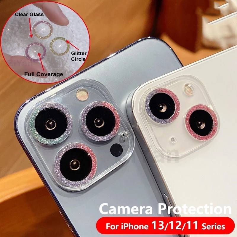 Miếng dán đính kim cương giả bảo vệ ống kính camera Cho iPhone 14 13 12 11 Pro Max Mini Plus