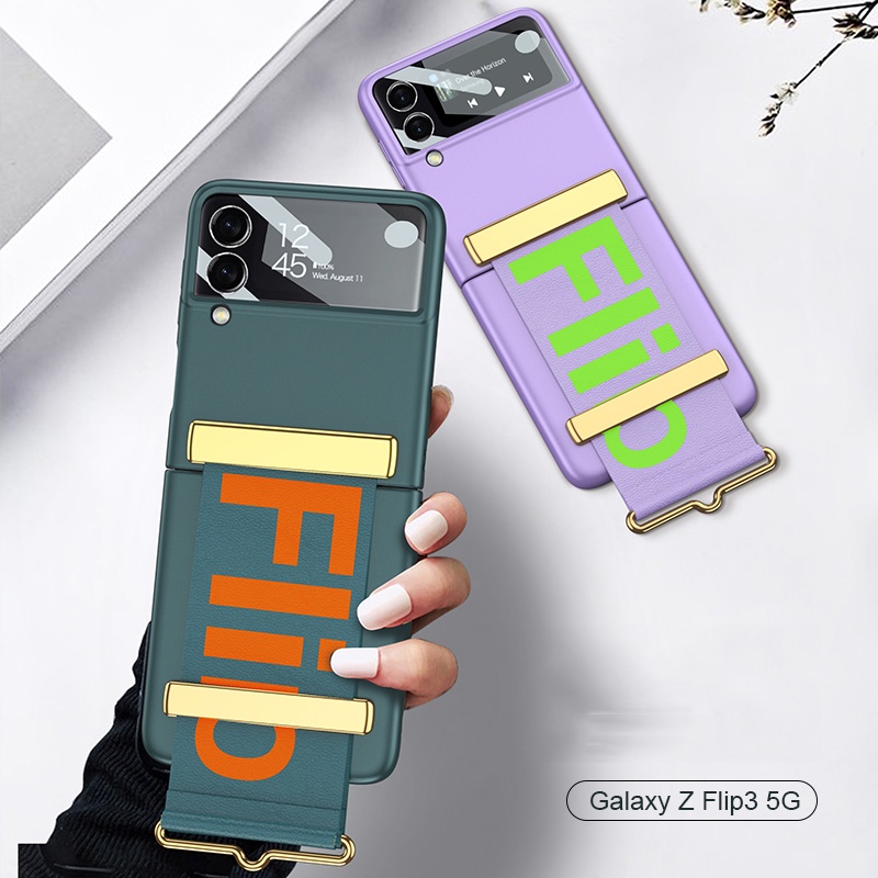 Ốp điện thoại cứng có dây đeo tay đeo cổ dành cho Samsung Galaxy Z Flip 3 5G