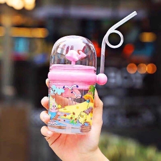 Bình tập uống nước chống sặc cá heo phun nước, bình tập uống có ống hút cho bé