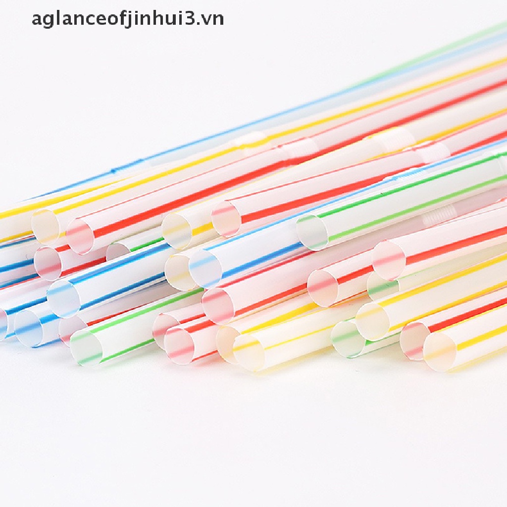 Set 100 Ống Hút Nhựa Nhiều Màu Dùng Một Lần