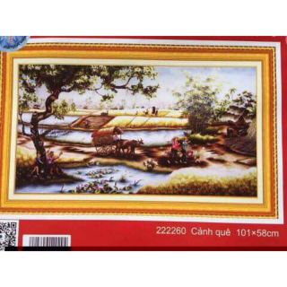 Tranh thêu chữ thập làng quê Việt Nam 222260_101x58cm