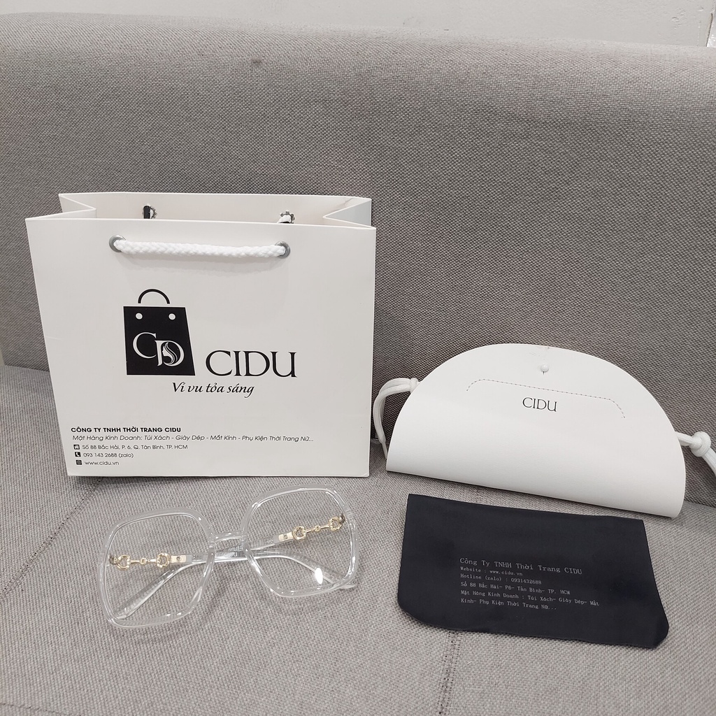 Kính Trắng Bản To Gọng Trong Suốt Thời Trang Cidu Mk25