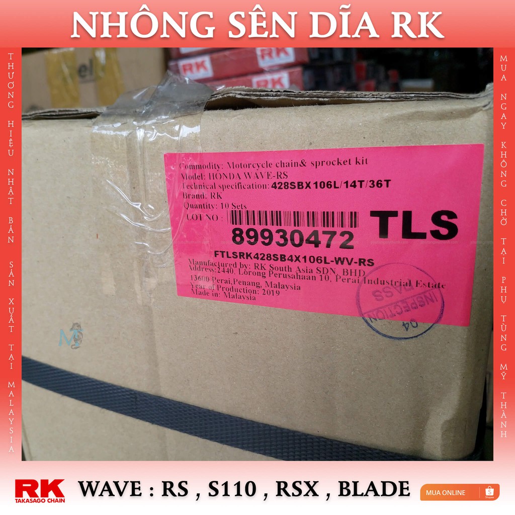 Nhông sên dĩa RK xe Wave RS thương hiệu Nhật Bản