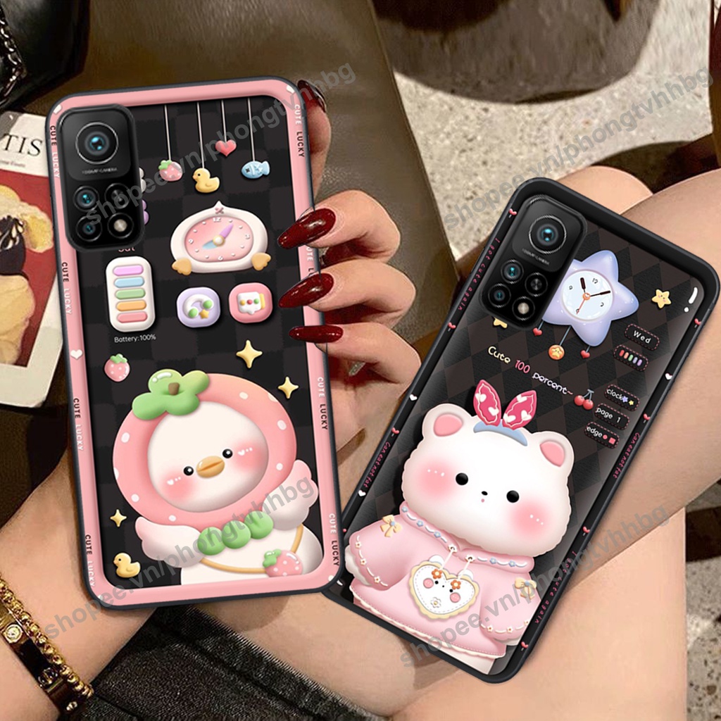 Ốp lưng Xiaomi Mi 10T Pro gấu,thỏ trắng , đồng hồ dễ thương cute cực đẹp