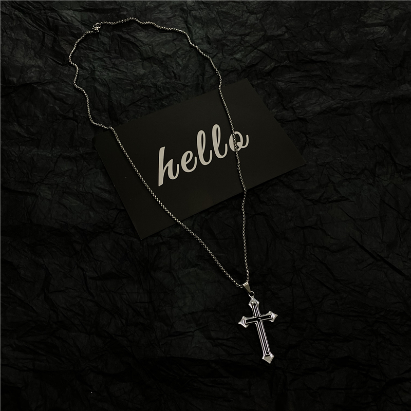 Dây Chuyền Thép Titan Dáng Dài Mặt Thánh Giá Phong Cách Harajuku Đường Phố 22082 Cho Cặp Đôi