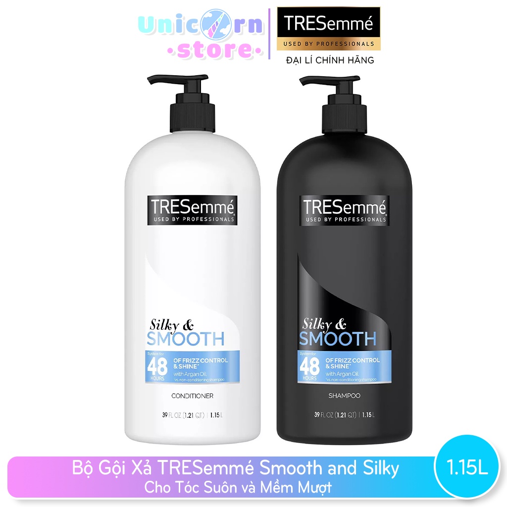 Bộ Gội Xả TRESemmé Smooth and Silky Cho Tóc Suôn và Mềm Mượt Suốt 48H 1.15L