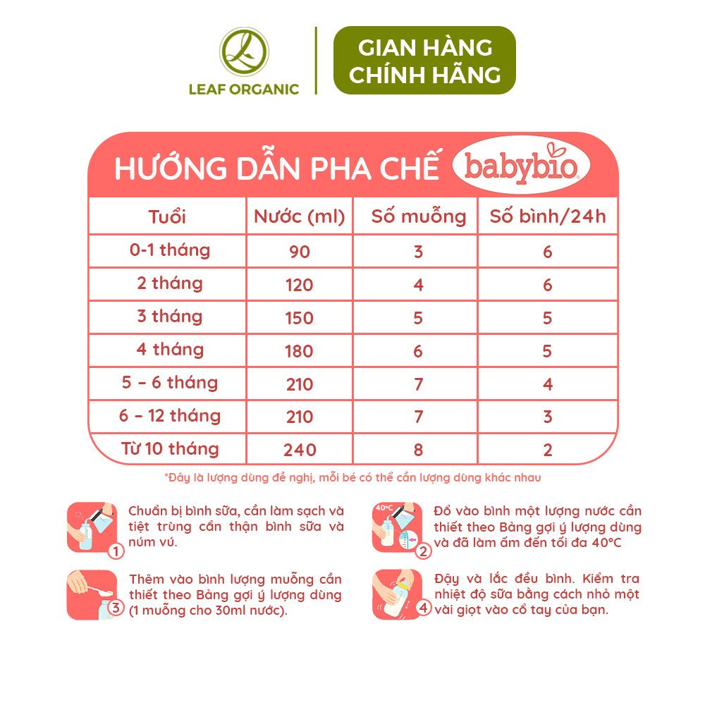 Sữa dê hữu cơ Babybio số 1 800g (0 - 6 tháng)