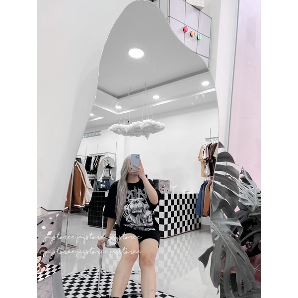 Áo Thun Tay Lỡ Unisex HADES SÓI màu ĐEN  /Nam nữ unisex/ Áo phông cổ tròn form rộng Jaystoree