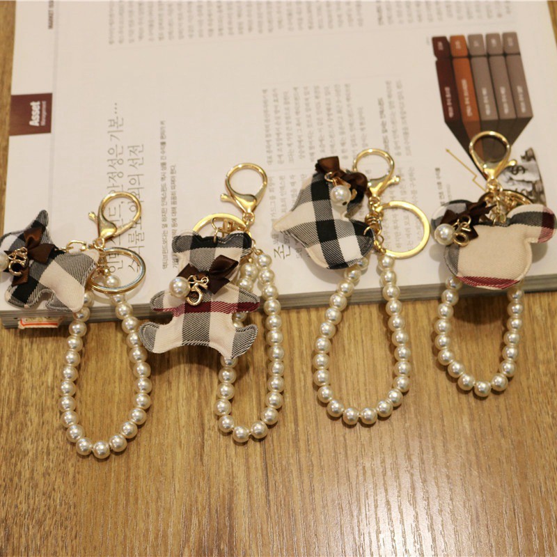 Móc khóa handmade trang trí chuỗi ngọc trai nhân tạo