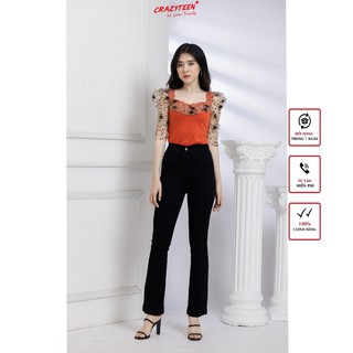 Áo thun kiểu nữ tay lỡ phối lưới họa tiết CRAZYTEEN phong cách sang trọng (AC0481)