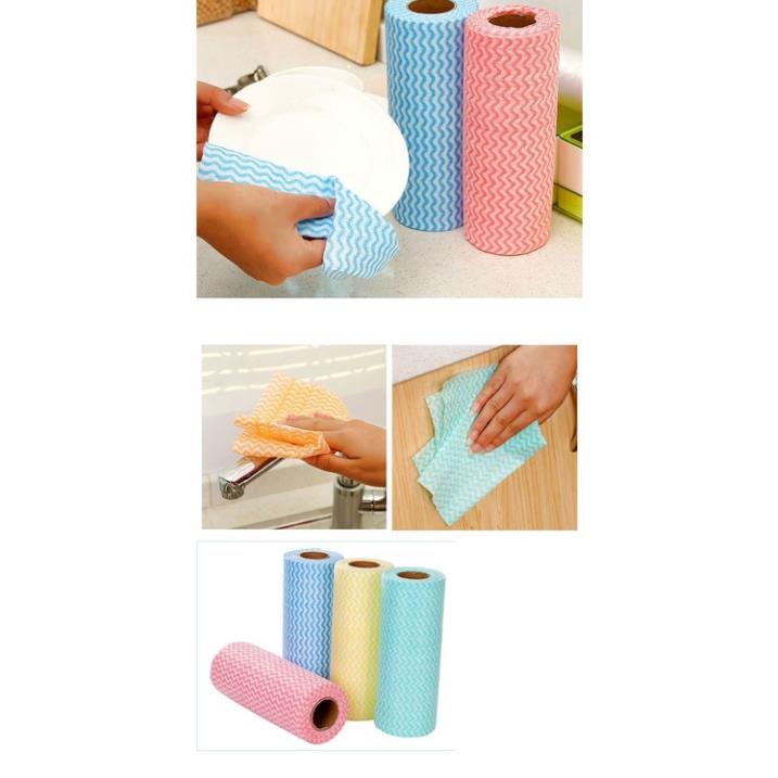 Cuộn Giấy Lau Đa Năng, Khăn Lau Bếp Vải Không Dệt (50 khăn)