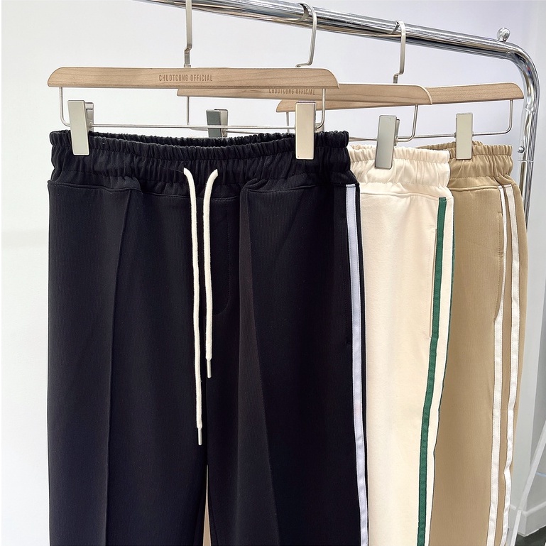 QUẦN THUN 2 SỌC CHUOTCONG OFFICIAL (Nâu,Trắng,Đen) 691