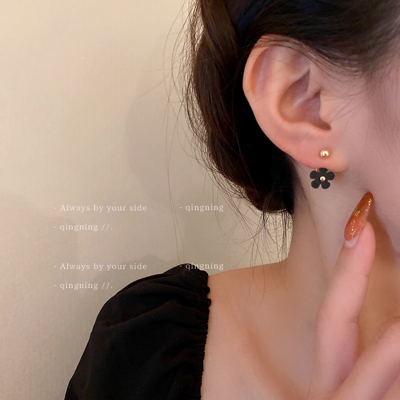 Bông Tai Thiết Kế Hoa Hai Lớp Phong Cách Mới 2022