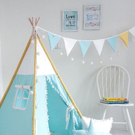 Dây cờ tam giác vải kaki canvas xịn may đẹp - 2.2m Dây cờ trang trí Decor Sinh nhật Lều vải Thiên Ý nhiều màu