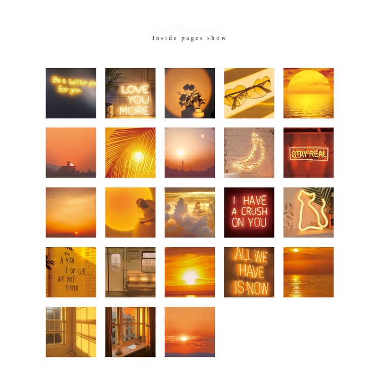 Sticker hộp 46 miếng dán - Khung Cảnh Hoàng Hôn - Hộp nhãn dán trang trí sổ tay bullet journal - M517