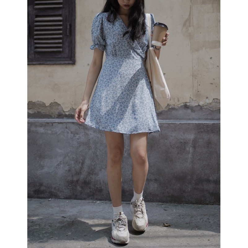 [Mã SKAMFA06 giảm 10% tối đa 50K đơn 0Đ] váy hoa nhí buộc eo 4492