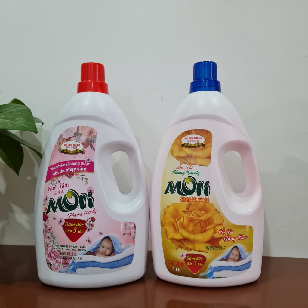 Nước giặt cao cấp MORI hương Lovely can 2L, đậm đặc gấp 3 lần