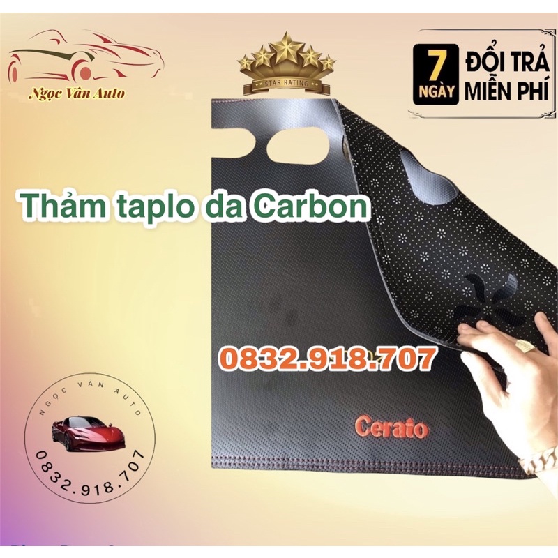 Thảm Taplo Da Cerato + K3 2012 - 2018, Da Carbon Cao cấp