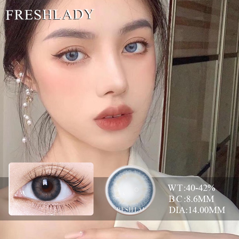 lens Kính Áp Tròng makeup kính áp tròng màu xanh lam 14.00mm lens mắt lens cosplay nước nhỏ mắt lens Thời gian sử dụng một năm Hộp đựng kính áp tròng miễn phí freshlady hot MS2-5-3