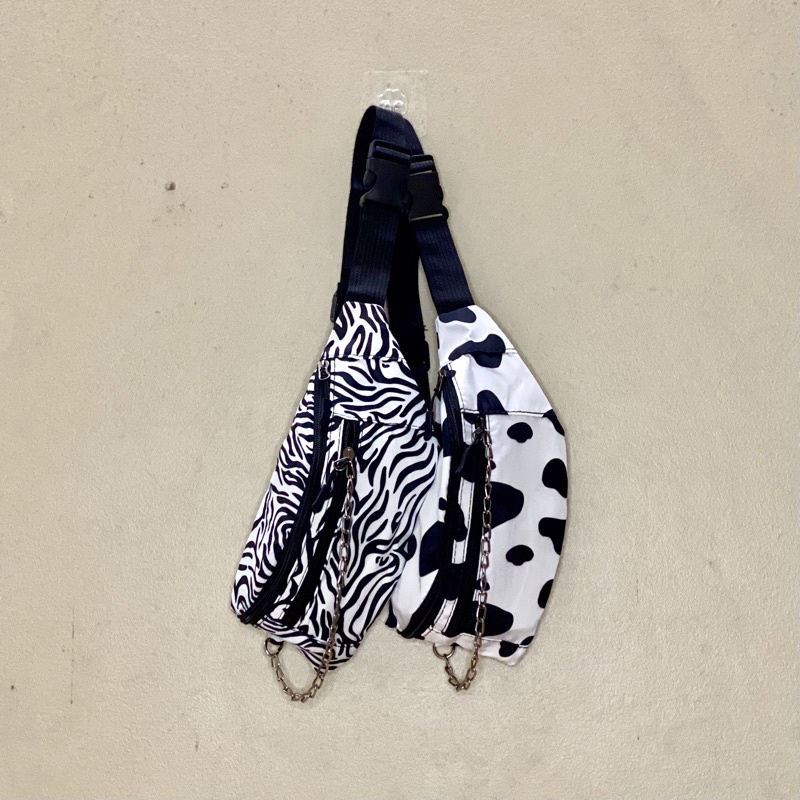 Túi bao tử họa tiết ngựa vằn, túi vải canvas đeo vai, đeo chéo unisex phong cách ullzang, phụ kiện Emmer191