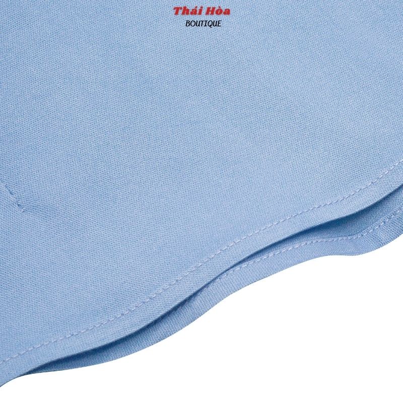 Áo sơ mi nữ tay ngắn cao cấp xanh kiểu công sở bigsize sợi tre Thái Hoà N8919-03-01