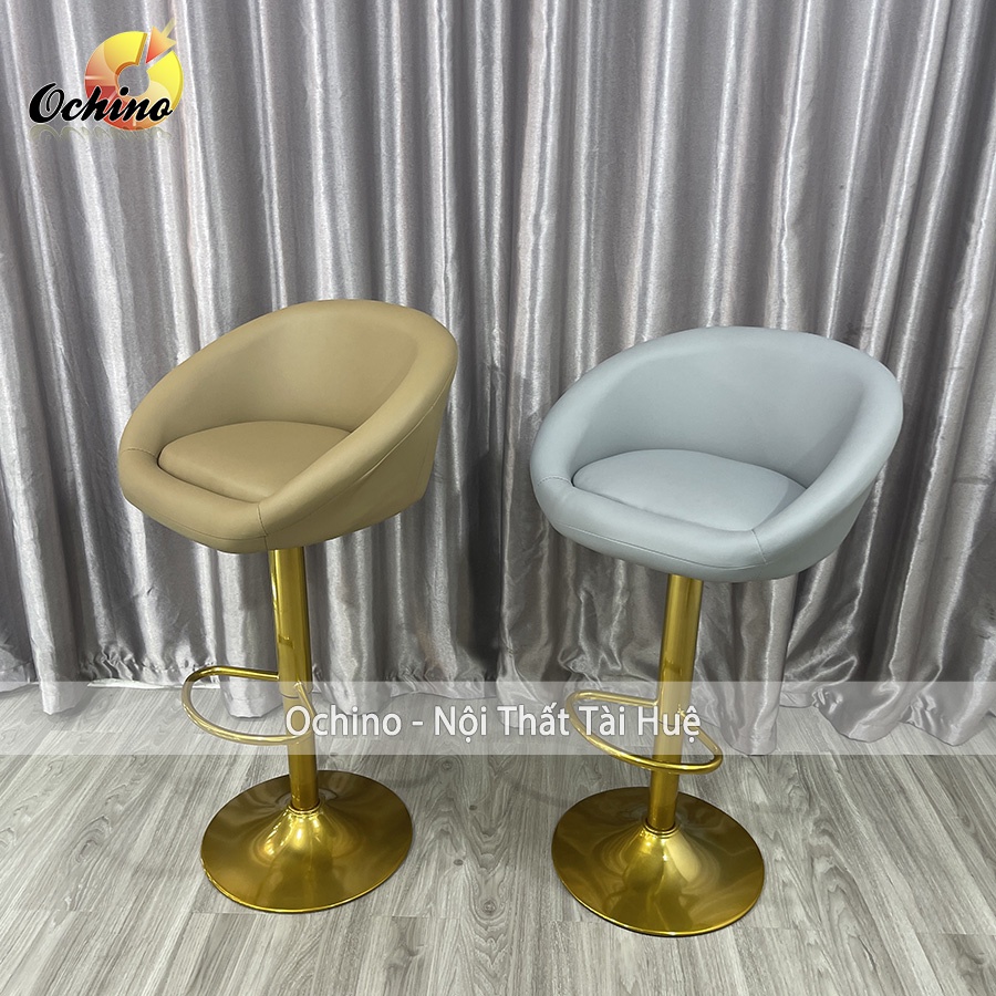 Ghế Bar, Ghế Trang Điểm Mẫu Da Tay Liền Sang Chảnh Chân Vàng K1 Sang Chảnh Điều Chỉnh Độ Cao 60/80 Và Xoay 360 Độ