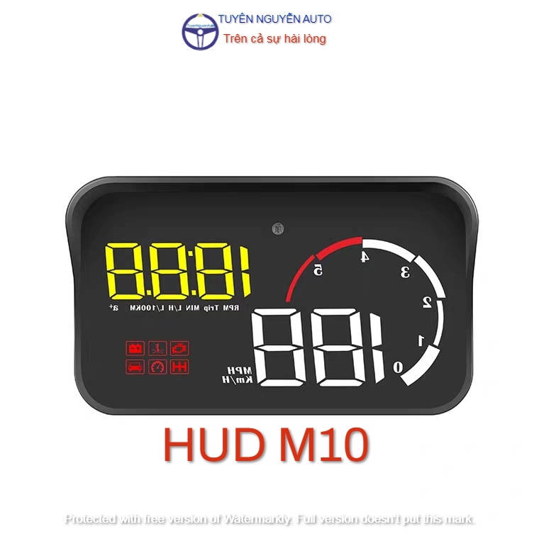 HUD M10 hiển thị tốc độ vòng tua máy đồng hồ và cảnh báo tốc độ ô tô xe hơi cắm cổng OBD2