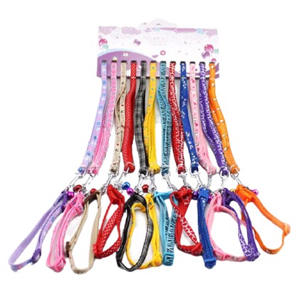 Dây dắt cho chó mèo - Dây dắt vải kèm vòng cổ và chuông cho chó mèo từ 1-5kg - Dây dắt yếm
